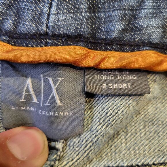 A/X Armani Exchange Womens Size 2 Short Blue Jeans Distressed Stretch Denim - Picture 3 of 11